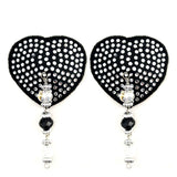 Bijoux de Nip Heart Black Crystal Pasties w/ Beads